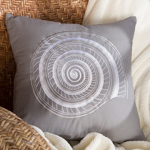 Embroidered Shell Decorative Pillow 18X18 (Insert Included)