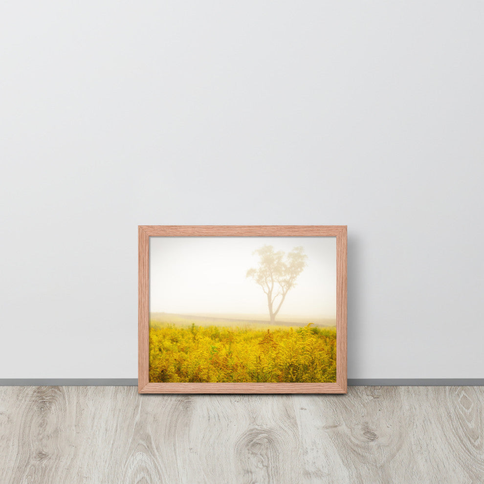 Dreams of Goldenrod and Fog Landscape Framed Photo Paper Wall Art Prints, Red Oak, 11" X 14"