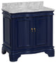 Katherine 36" Bath Vanity, Royal Blue, Carrara Marble