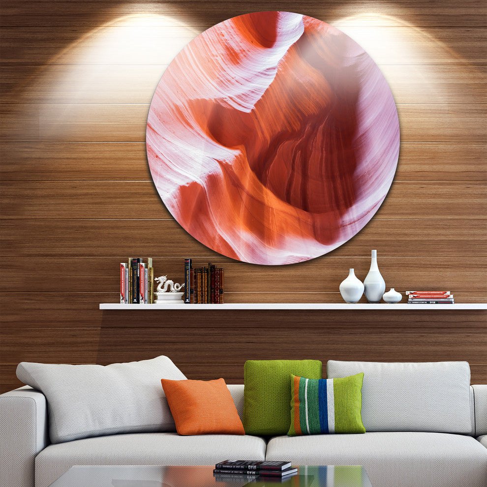 Antelope Canyon Brown Wall, Landscape Photo Disc Metal Wall Art, 23"