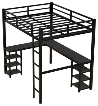 Gewnee Full Metal Loft Bed with Desk and Shelves