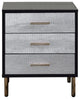 Benzara BM274661 19" Glamorous Style Nightstand, 3 Drawers, Black, Silver, Gold