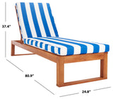 Safavieh Solano Sunlounger, Natural Wood/Royal Blue Stripe