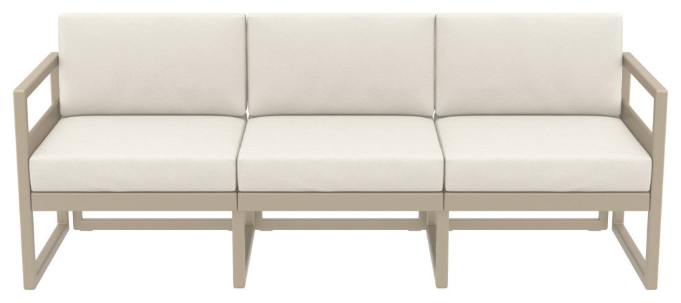 Mykonos Patio Sofa Taupe With Acrylic Fabric Natural Cushion