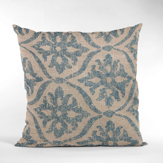Plutus Blue Flowers Jacquard Luxury Throw Pillow, 20"x26"