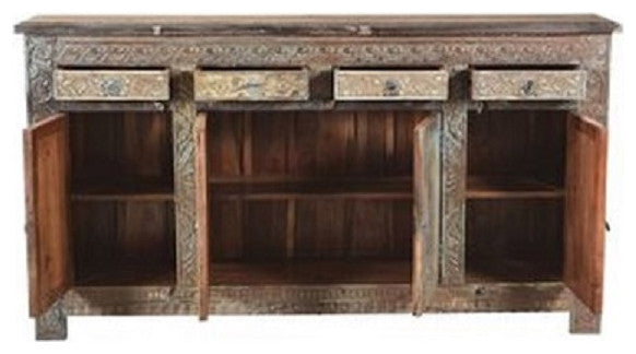 Reclaimed Wood Sideboard with 4 Drawers 4 Doors