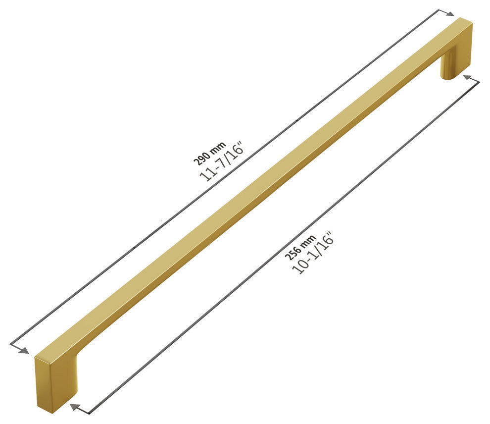 Dowell Series 3008 Handles, 256mm/10.1" CTC, 3-Pack, Brushed Brass