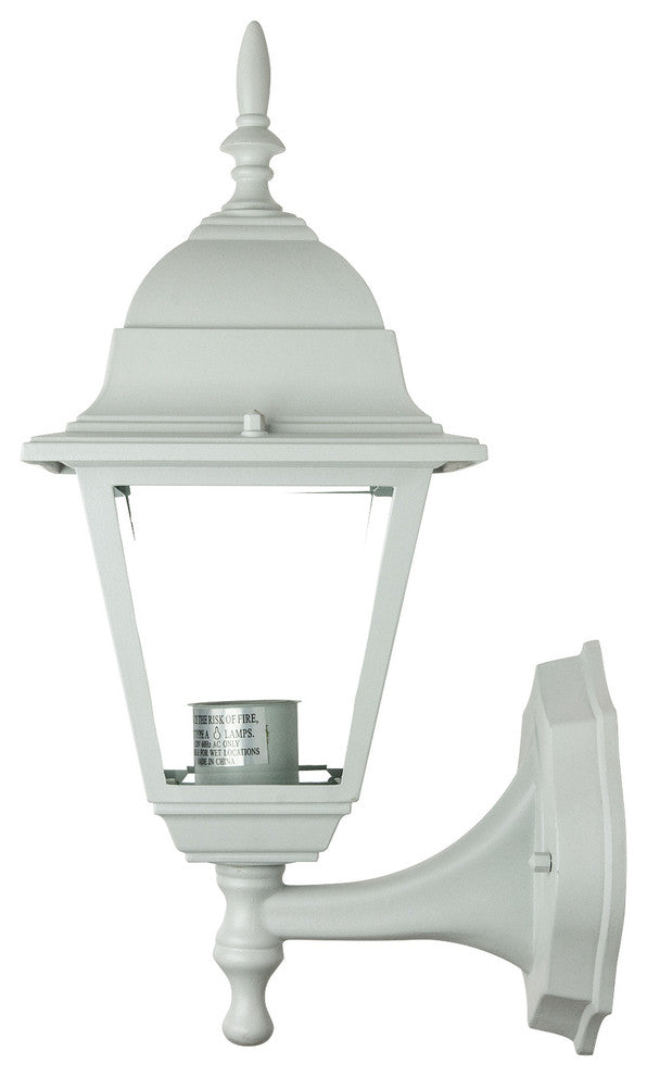 Up-Facing Post Outdoor Fixture White Powder Clear Beveled Glass