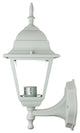Up-Facing Post Outdoor Fixture White Powder Clear Beveled Glass