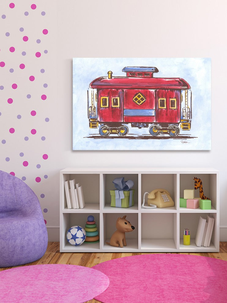 Marmont Hill, "Red Train" by Reesa Qualia Painting on Wrapped Canvas, 45x30