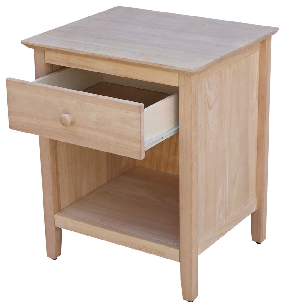Solid Wood Nightstand With 1 Drawer
