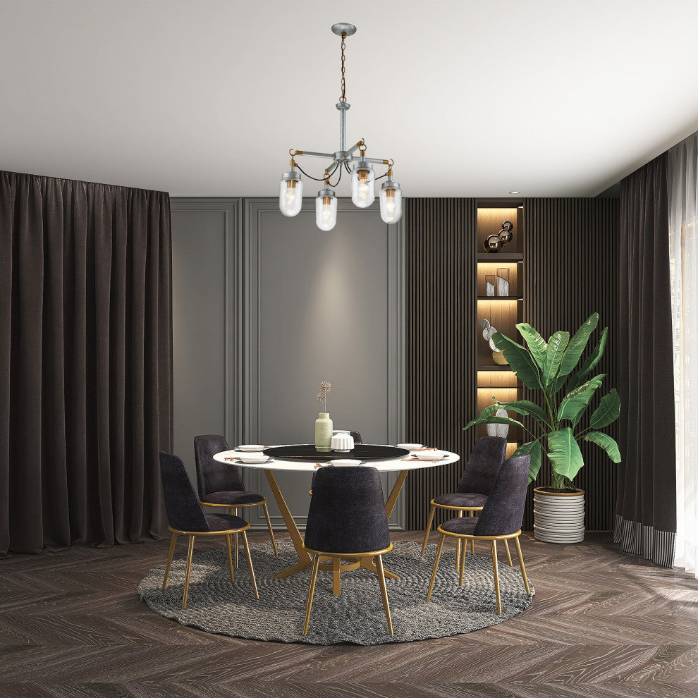 4-Light Gold and Vintage Silver Finish Chandelier