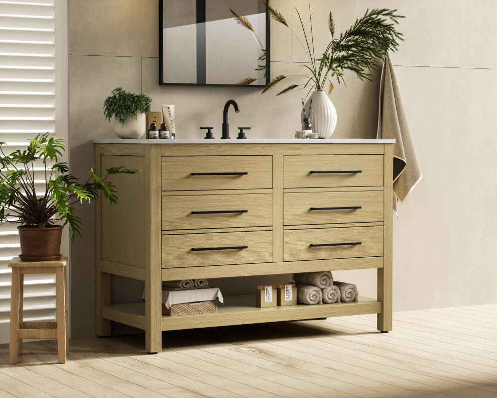 Home Living 48" Single Bathroom Vanity, Honey Brown