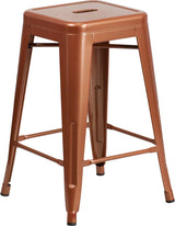 24" High Backless Copper Indoor-Outdoor Counter Stool