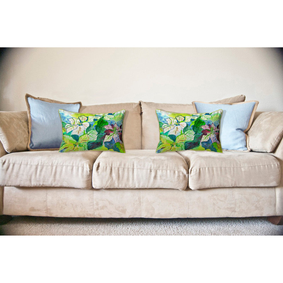 White Poinsettia Large Indoor/Outdoor Pillow 16x20