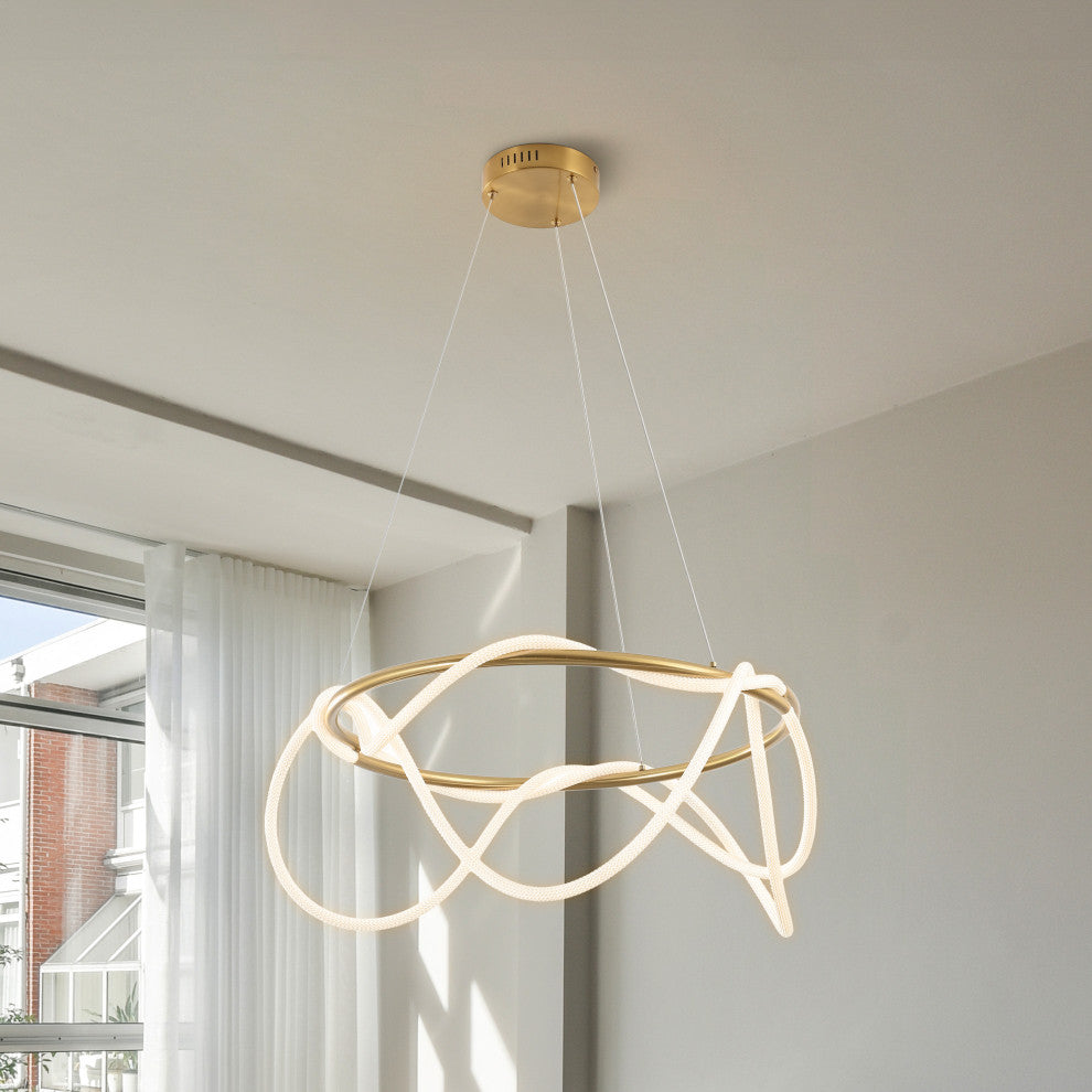 360 Adjustable Silicone Neon Rope Dimmable Integrated LED Chandelier
