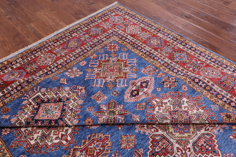 8' 10" X 12' 5" Geometric Super Kazak Handmade Wool Rug Q9525