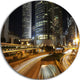 Skyscrapers And Busy Traffic, Cityscape Large Disc Metal Wall Art, 23"