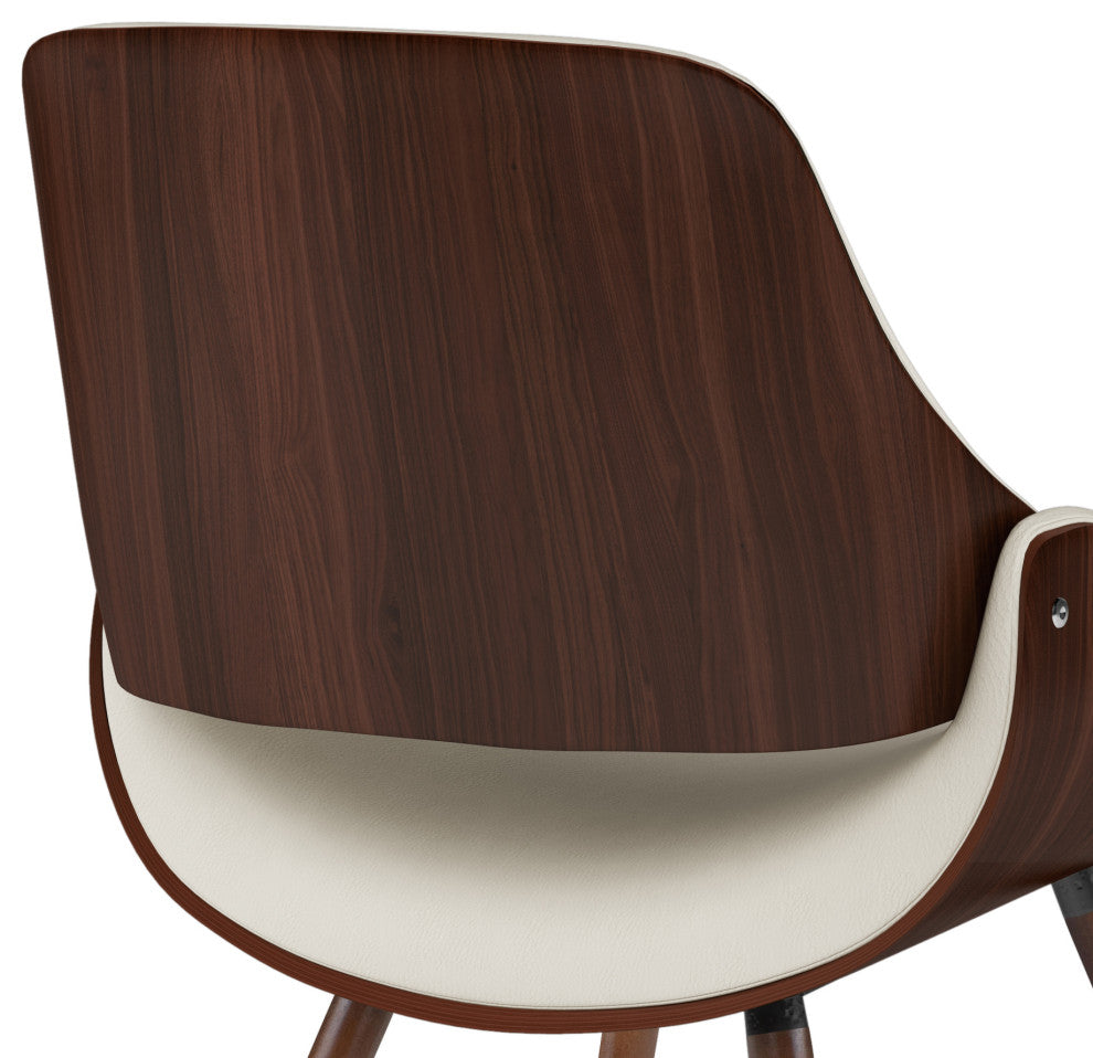 Malden Bentwood Dining Chair with Wood Back in Natural Linen Look Fabric