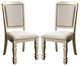 Set of 2 Dining Side Chair, Antique White and Ivory Finish