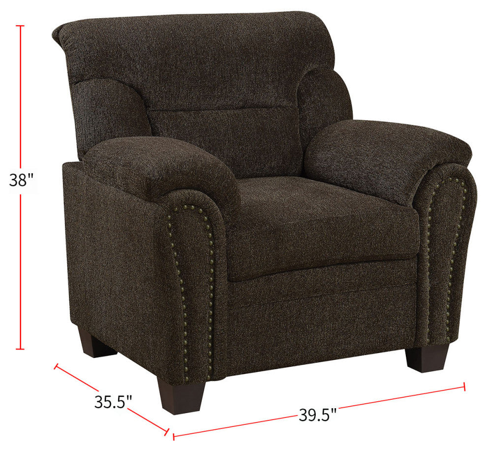 Upholstered Chair With Nailhead Trim, Brown