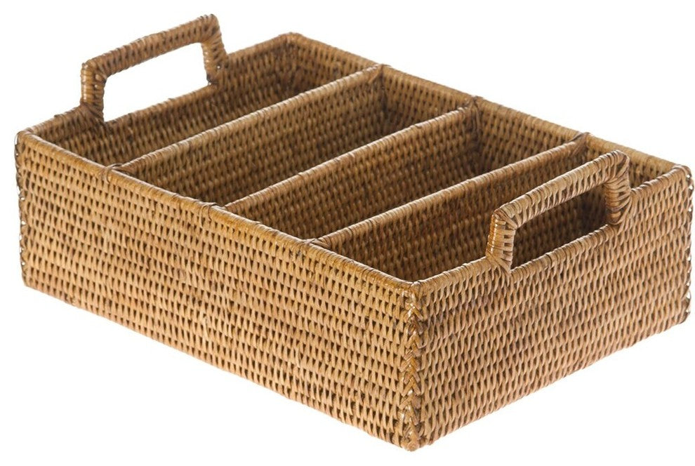 La Jolla Rattan Flatware Tray, Honey-Brown