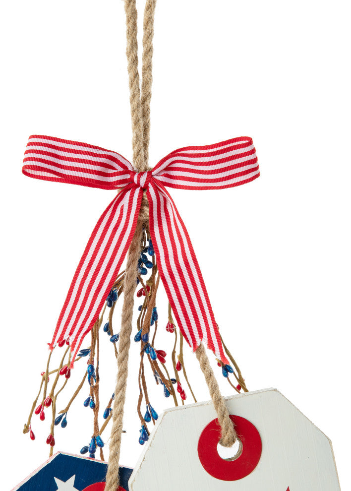 19.5"H Wooden Patriotic/Americana Doorknob Hanging Decor