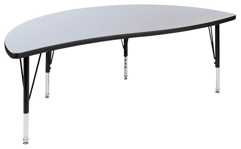 86" Oval Wave Activity Table Set with 14" Student Stack Chairs, Grey