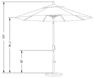 9' Aluminum Umbrella Push Tilt, Spectrum Cilantro