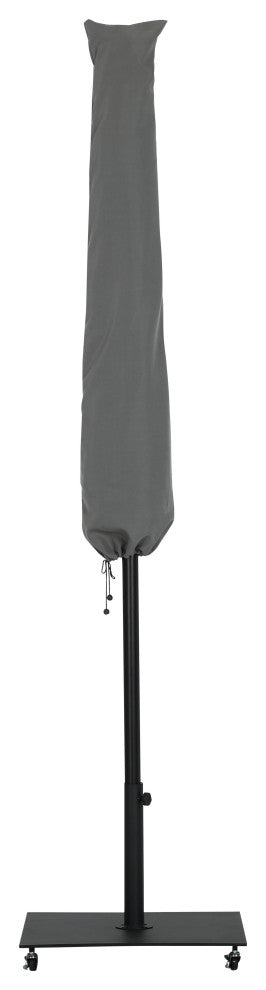 Fiji Patio Umbrella and Base, White, Matte Black Pole, Matte Black Belize Base