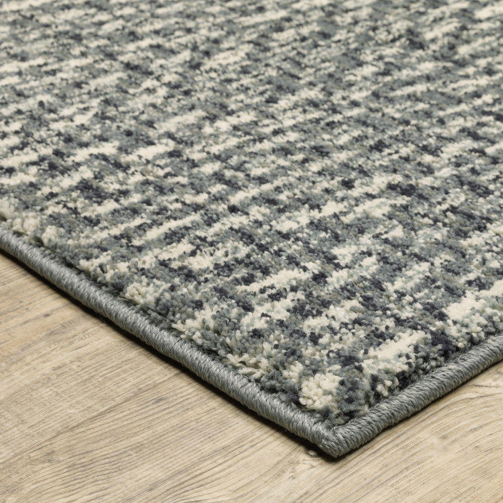 Sarasota Chevron Tweed Indoor Area Rug, Blue, 9'10" x 12'10"