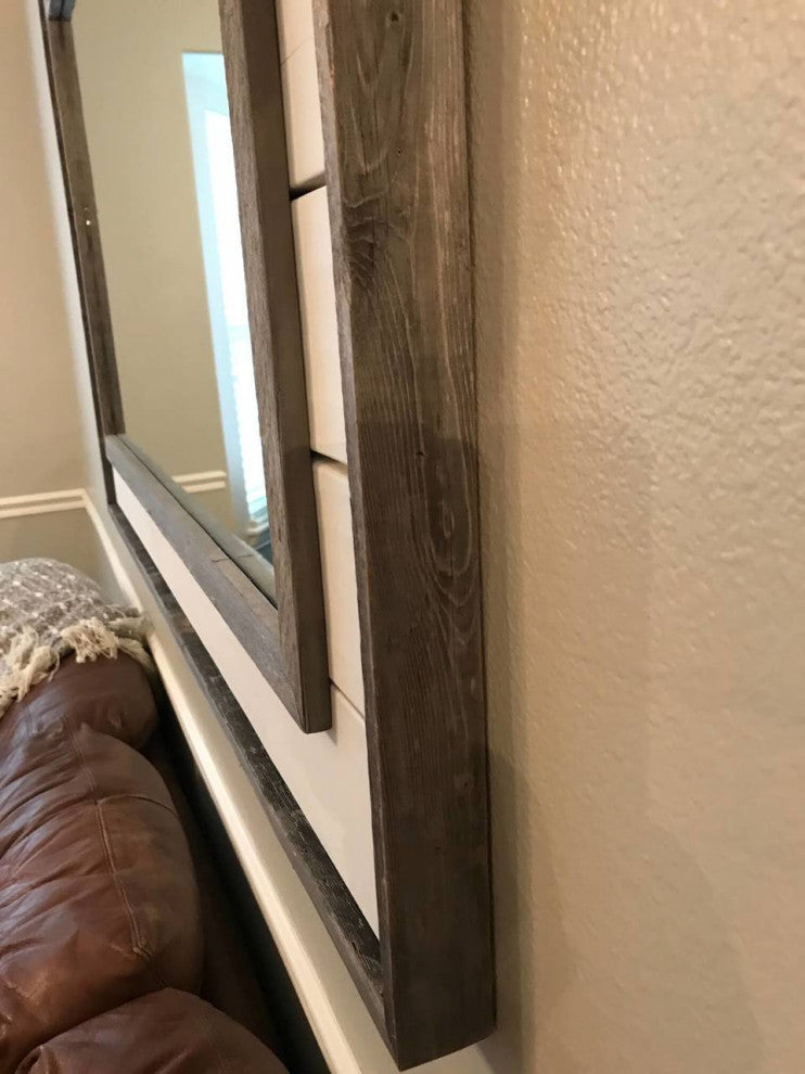 Shiplap Mirror With Reclaimed Wood, 22"x26"