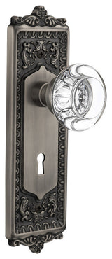 Single Egg & Dart Plate With Round Clear Crystal Knob, Antique Pewter