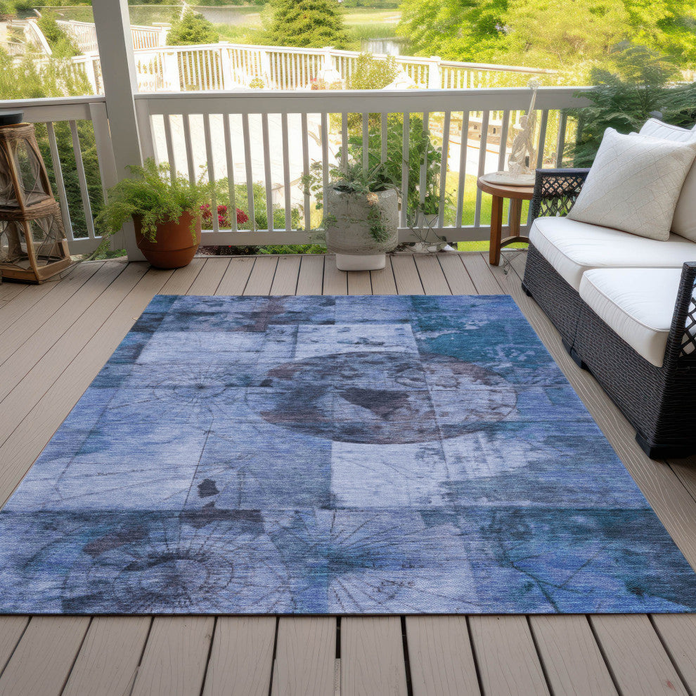 Machine Washable Indoor/Outdoor Chantille ACN1905 Blue 2'6" x 3'10" Rug