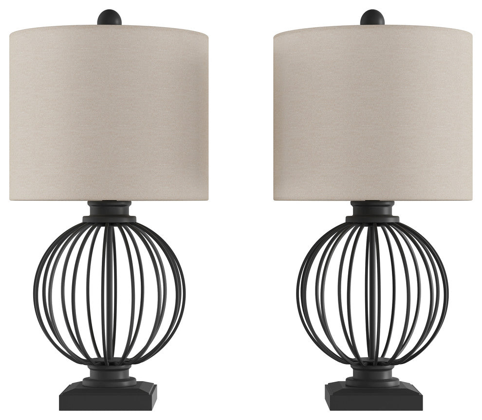 Lavish Home 2 Piece Wrought Iron Open Cage Orb Table Lamps