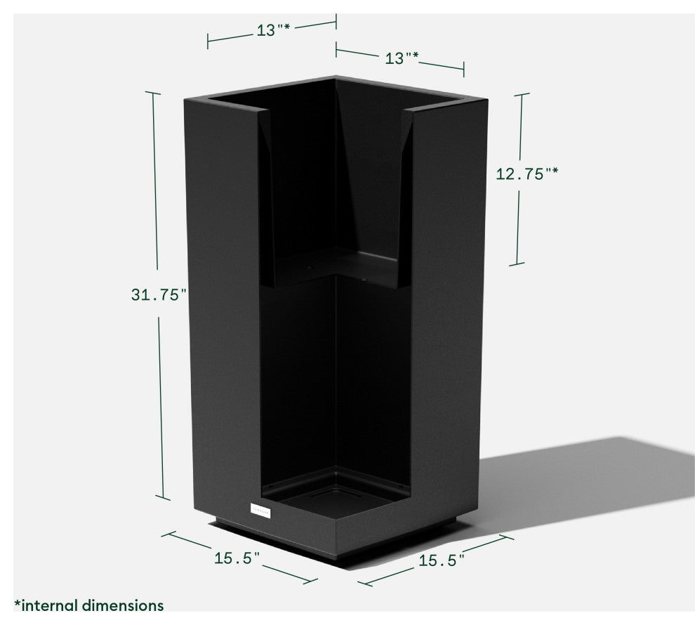 Veradek Block Series Pedestal Planter, Black, Tall