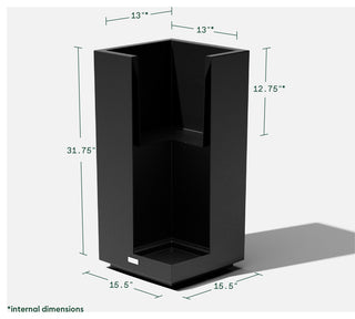 Veradek Block Series Pedestal Planter, Black, Tall