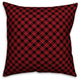 Red and Black Gingham Buffalo Check Plaid 20x20 Spun Poly Pillow