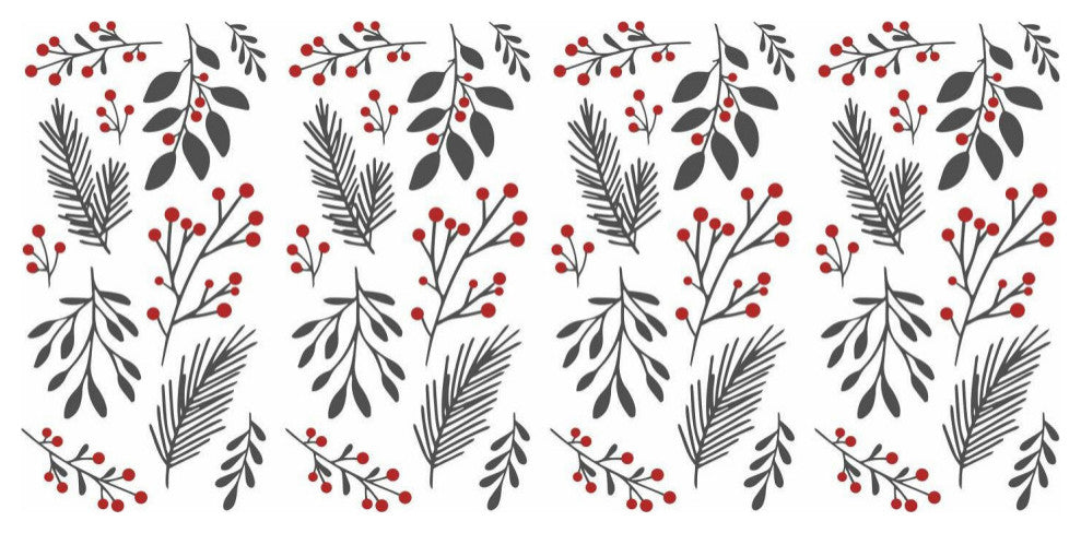 Holly Berries and Twigs Peel and Stick Wall Decals