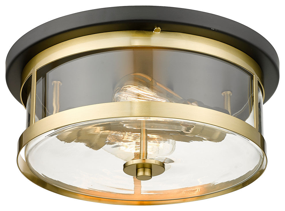 Black And Gold Flush Mount With Glass Shade