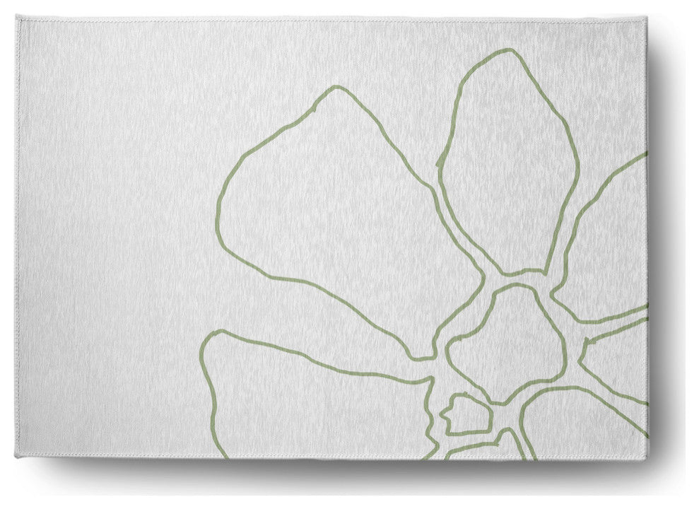 Petal Lines Spring Chenille Rug, Green/White, 5'x7'