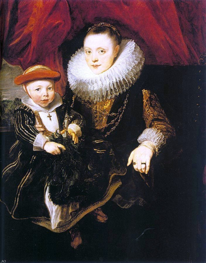 Sir Antony Van Dyck Young Woman With a Child, 21"x28" Wall Decal