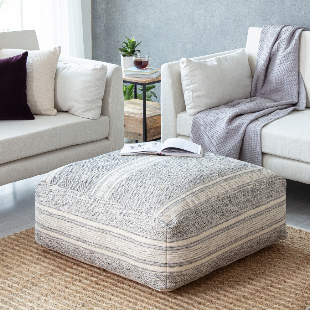 Hossegor 34" x 34" x 16" Navy Blue Ottoman