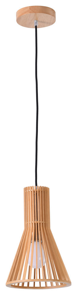 Single Pendant Real Wood Cage Frame Light Fixture