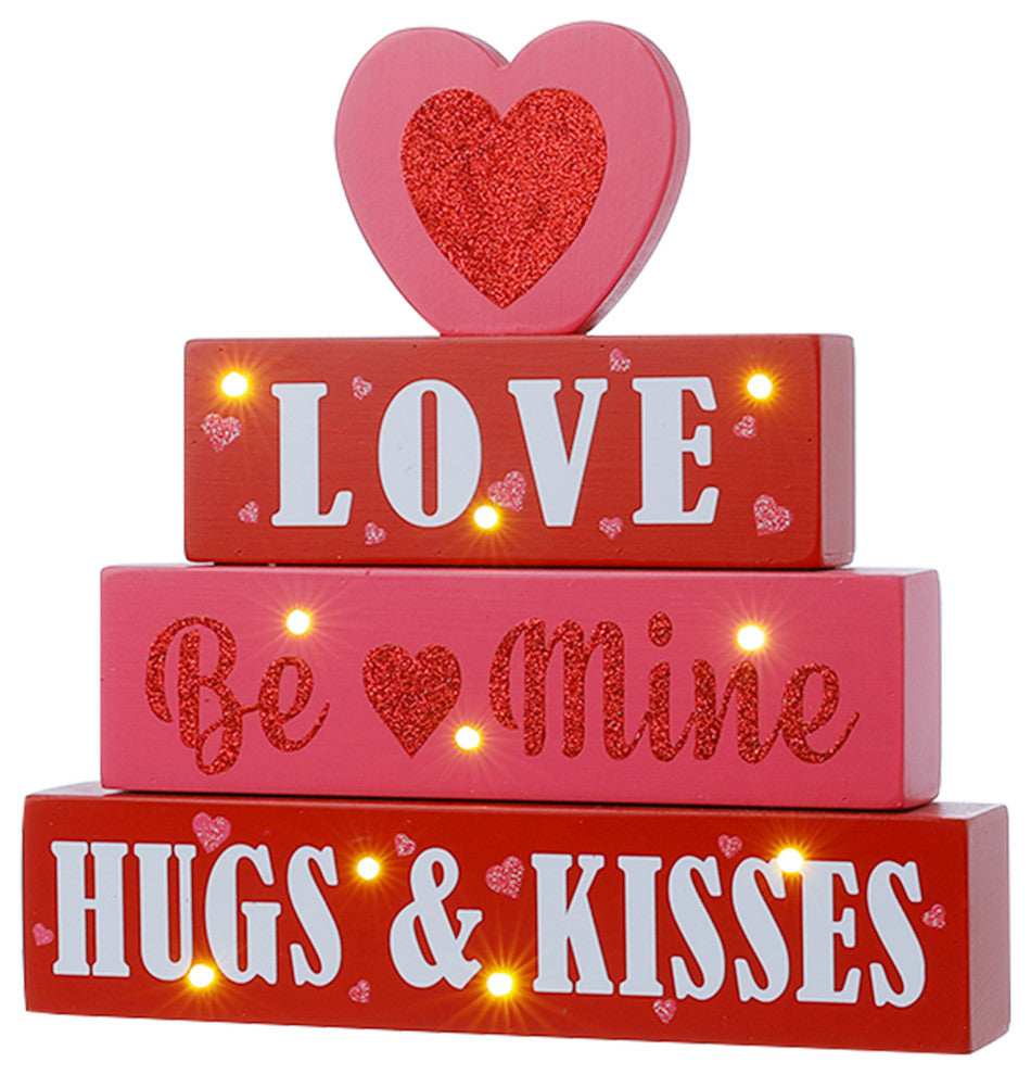 11.25" Lighted Valentine's Wooden Block Table Sign