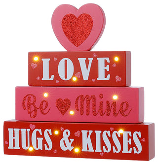 11.25" Lighted Valentine's Wooden Block Table Sign