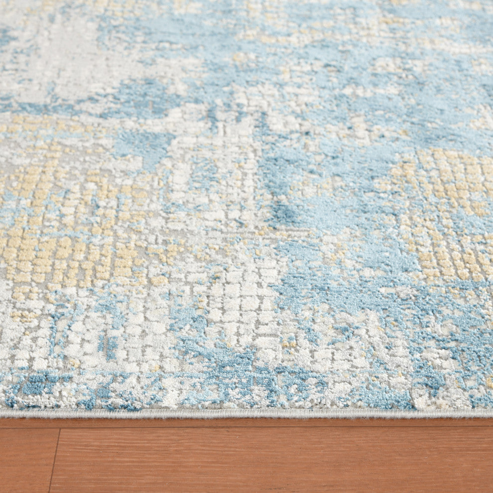 Haleena Alerra Gold/Blue Polyester Blend Area Rug, 8'6"x11'6"