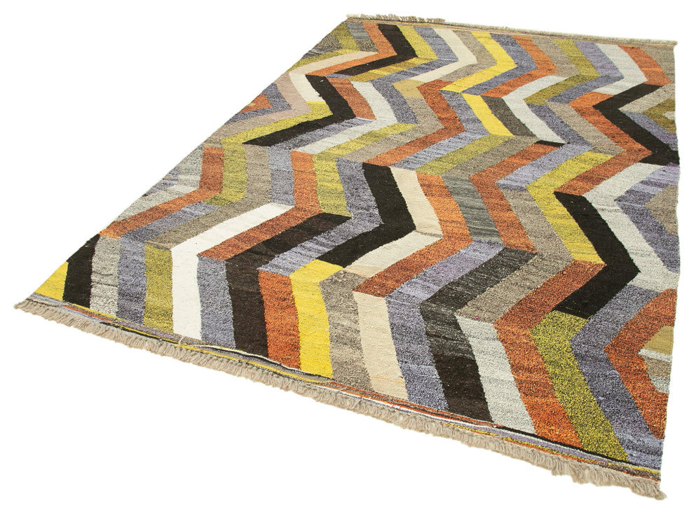 Rug N Carpet - Handmade Turkish 5' 9'' x 8' 2'' Modern Design Wool Kilim Rug