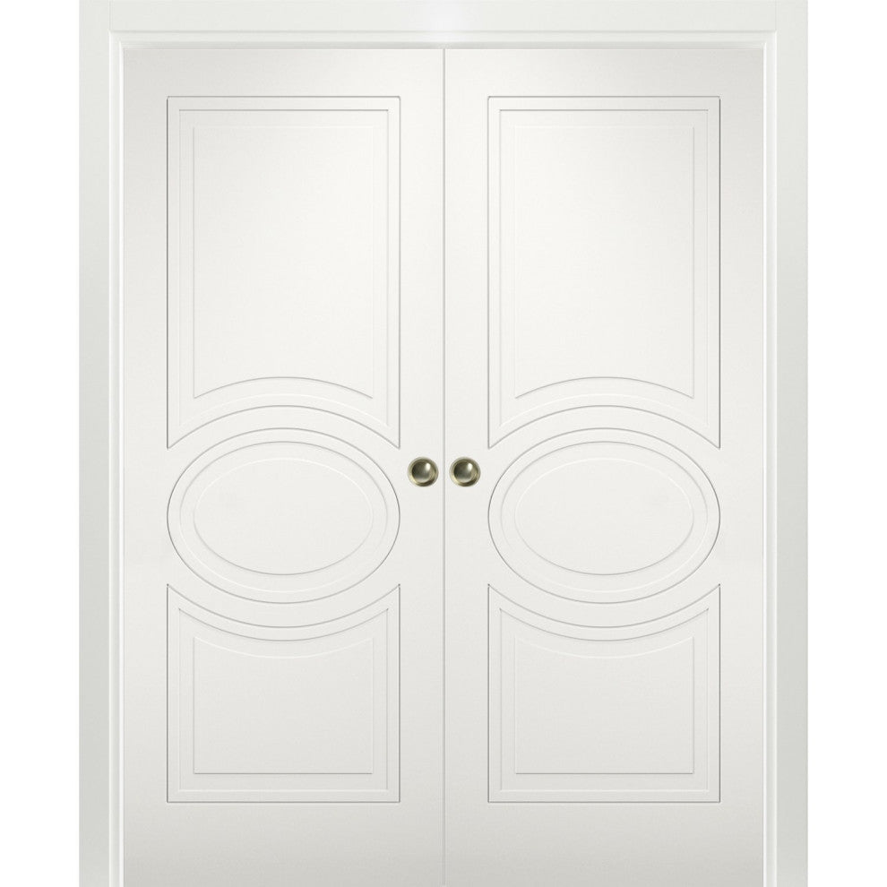 Sliding Interior Double Pocket Doors 72x96 in | Mela 7001 White |Modern Doors