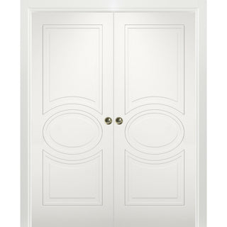 Sliding Interior Double Pocket Doors 72x96 in | Mela 7001 White |Modern Doors